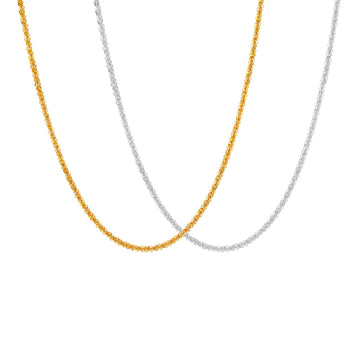 0.8mm 18K Diamond-Cut Woven Sequin Chain Necklace | 17.7"