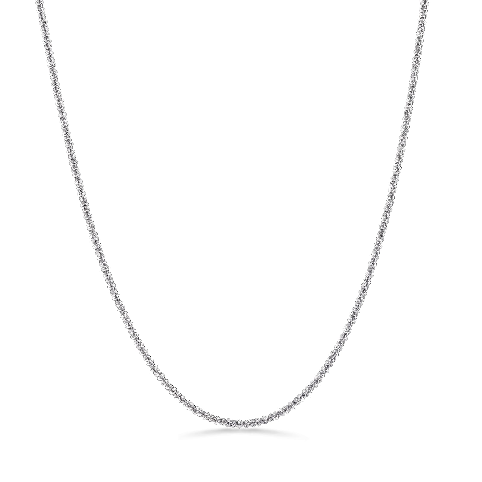 18K Yellow&White Gold Diamond-Cut Woven Sequin Chain Necklace（0.8mm）