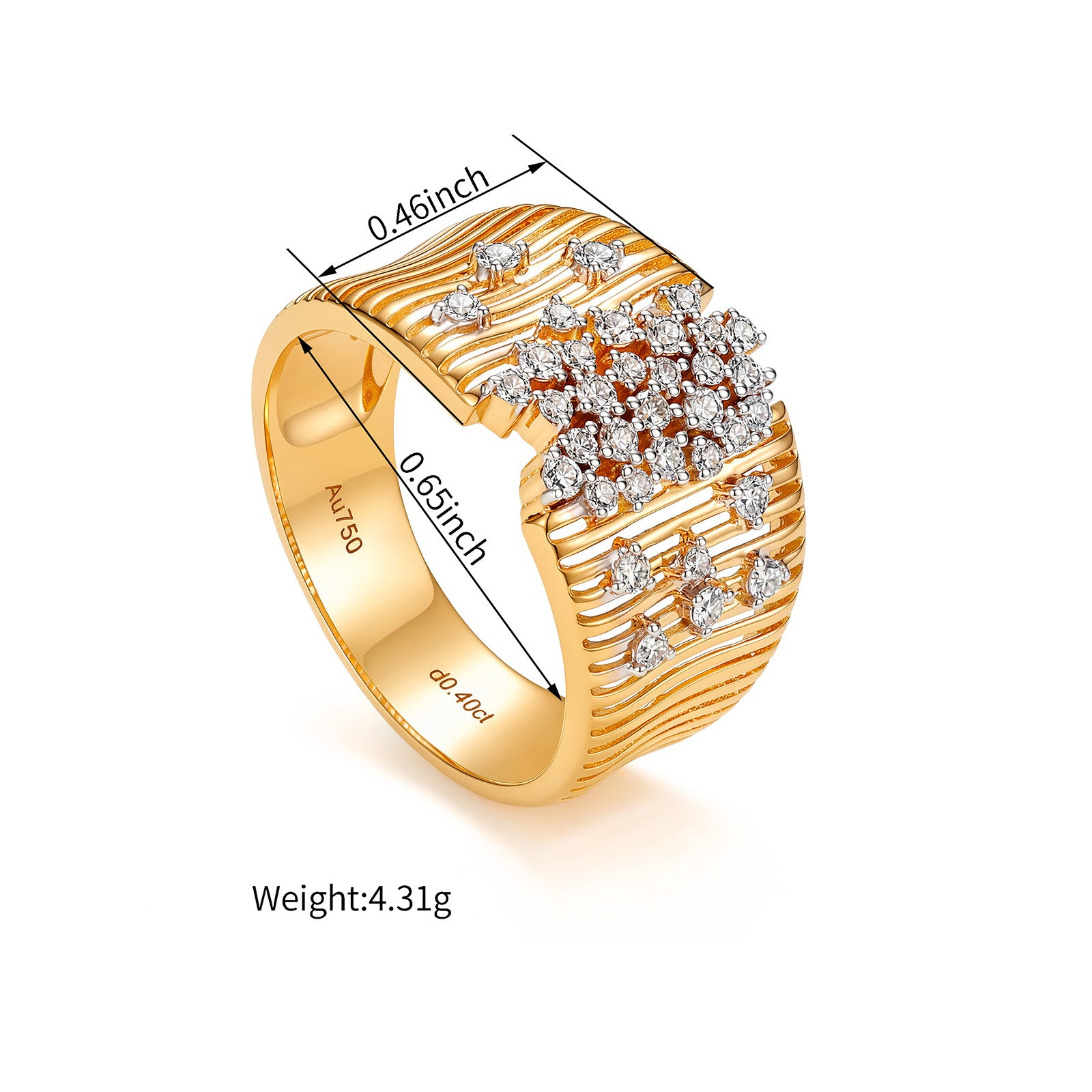 0.4ct Natural Diamond Open‑Work Starry Ring in 18K