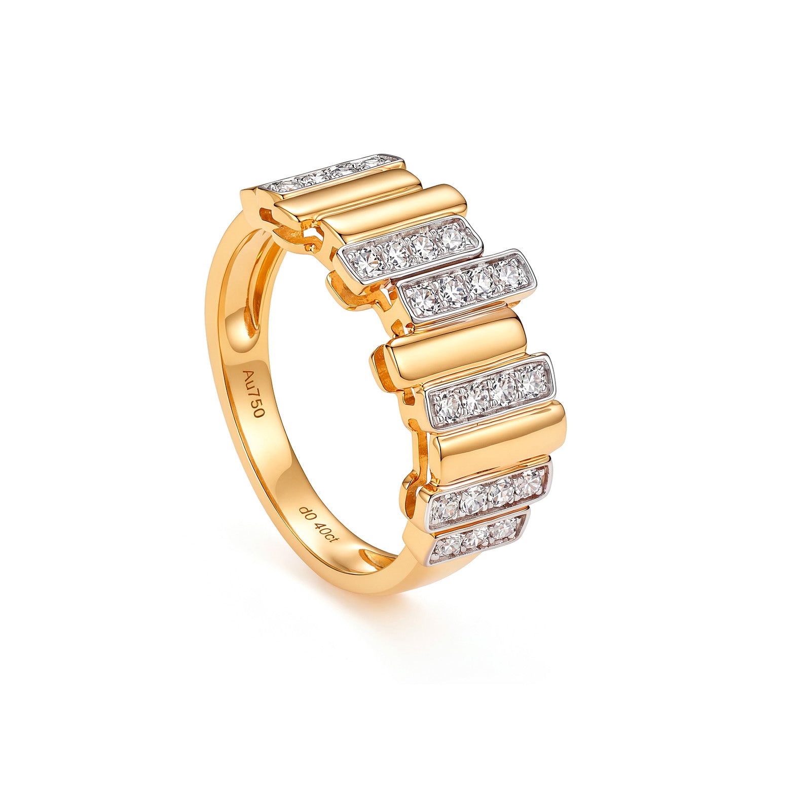 0.4ct Natural Diamond Piano‑Key Ring in 18K