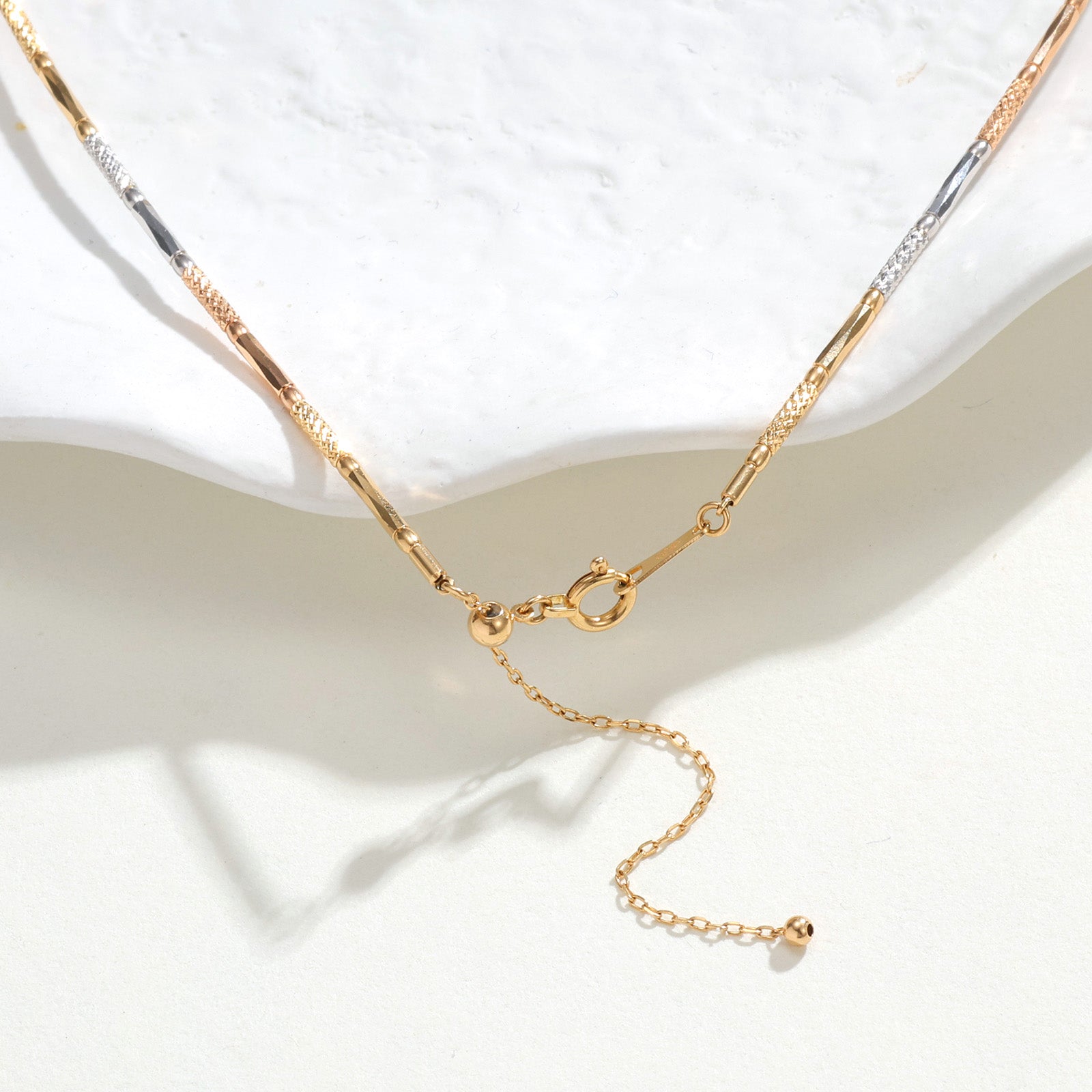 18K Three-Tone Gold Bar Station Necklace