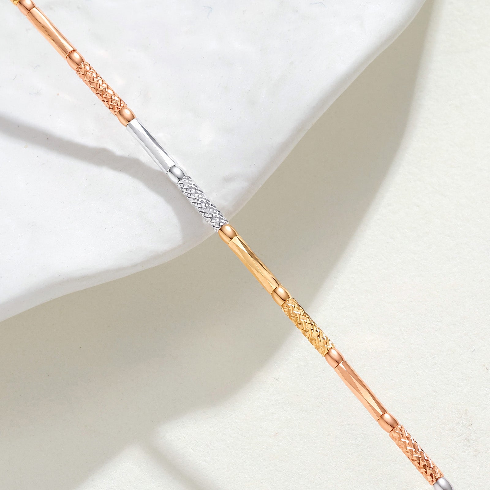 18K Three-Tone Gold Bar Station Necklace