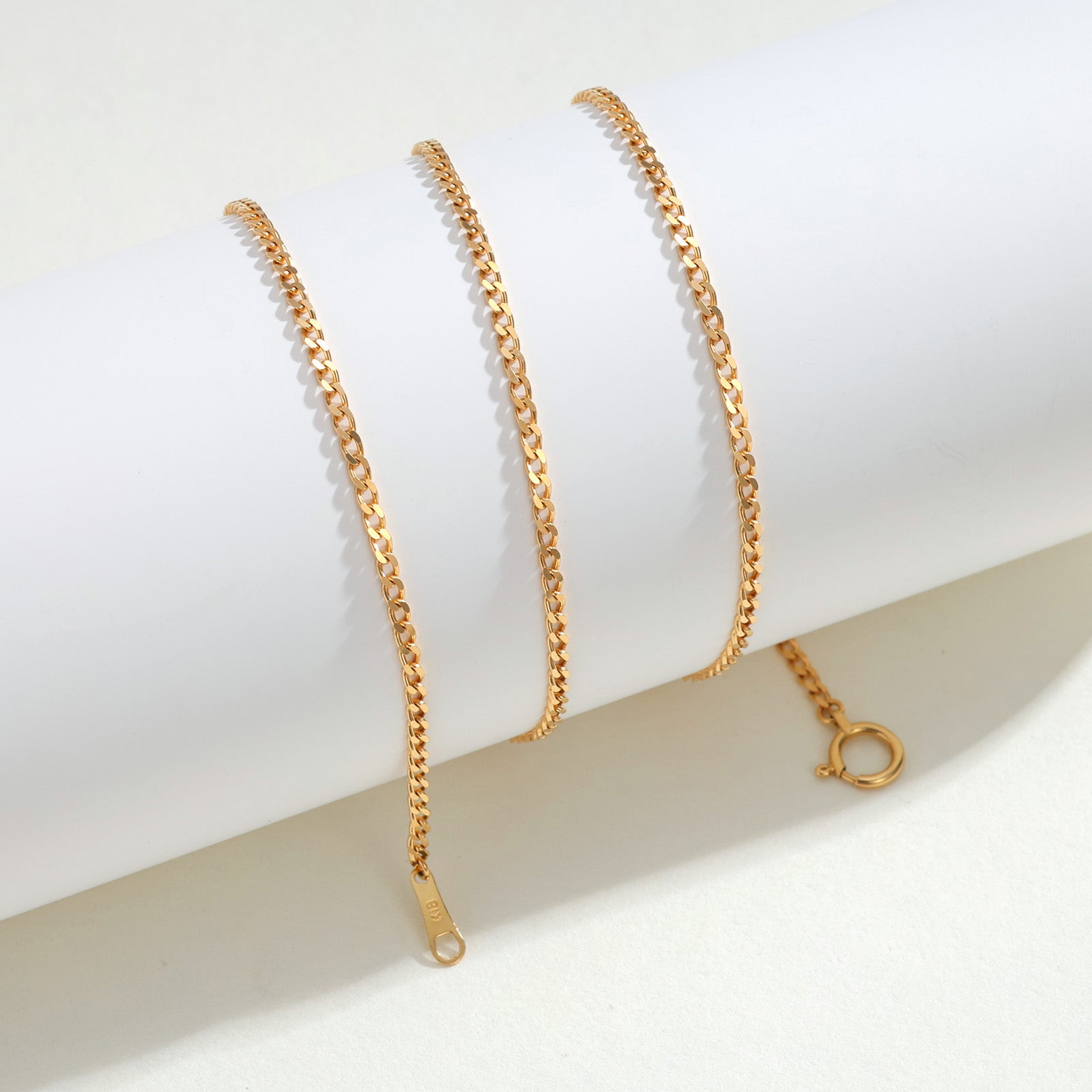 18K Solid Gold Curb Chain Necklace（2mm）