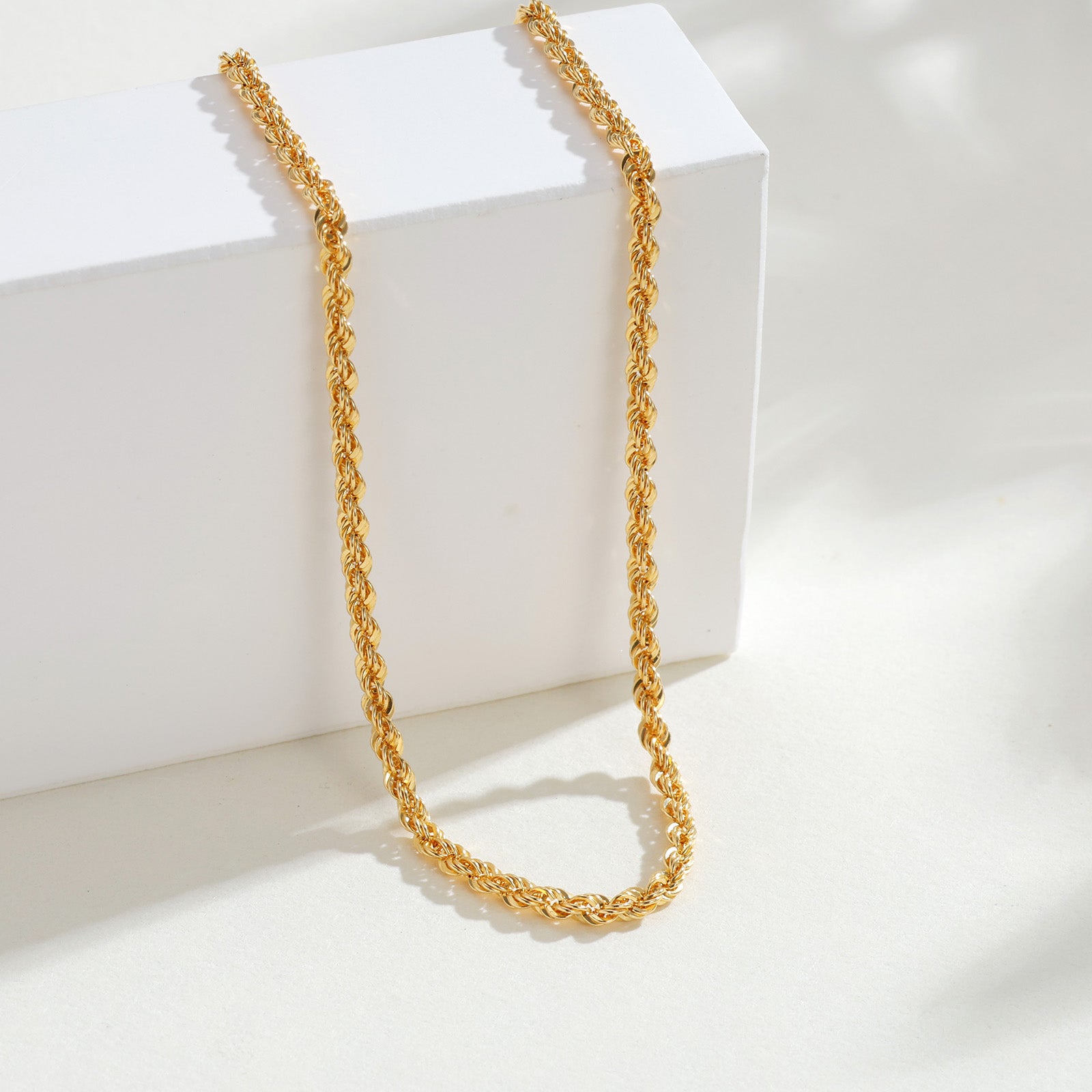 K18 Yellow Gold 2mm Twisted Rope Chain Necklace