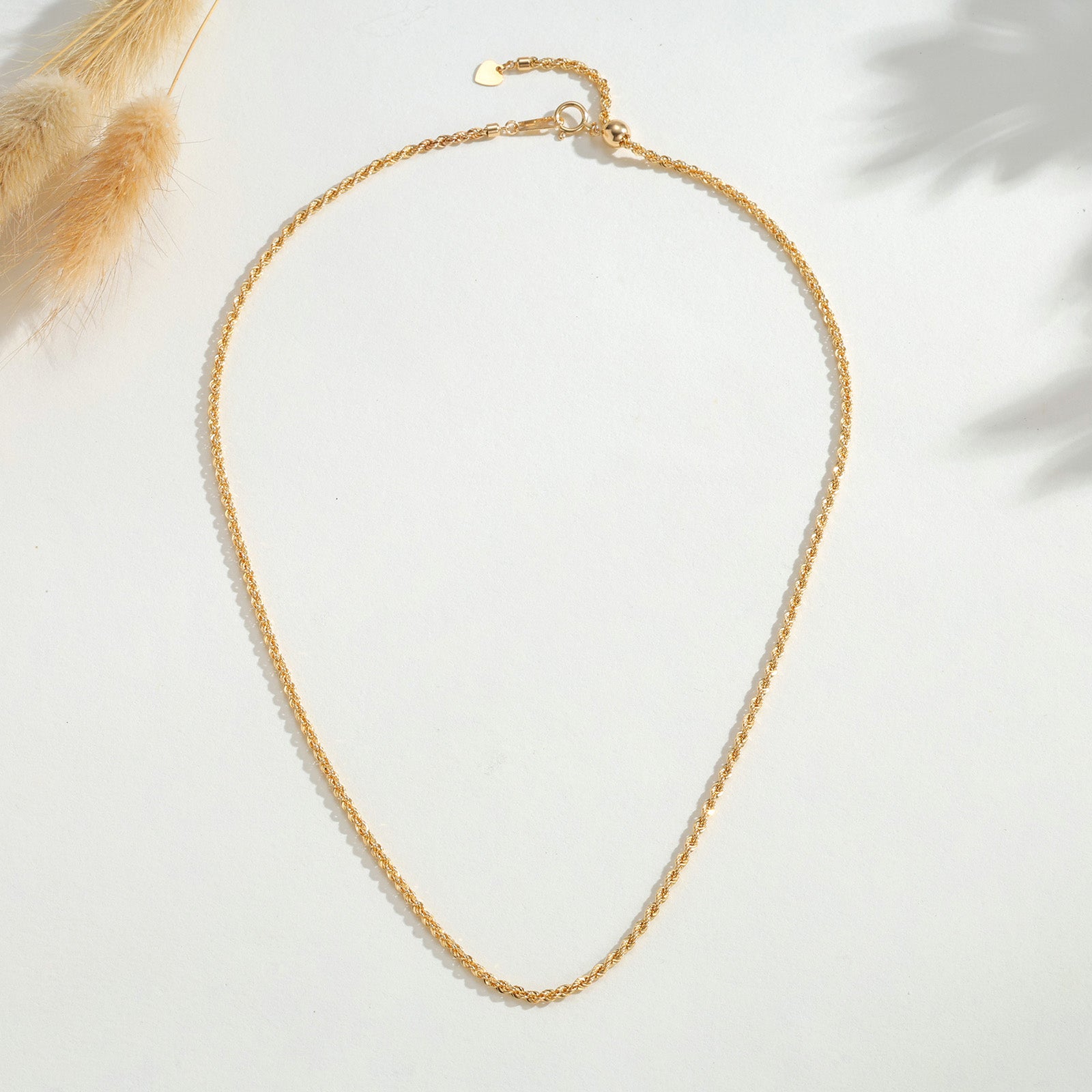 K18 Yellow Gold 2mm Twisted Rope Chain Necklace