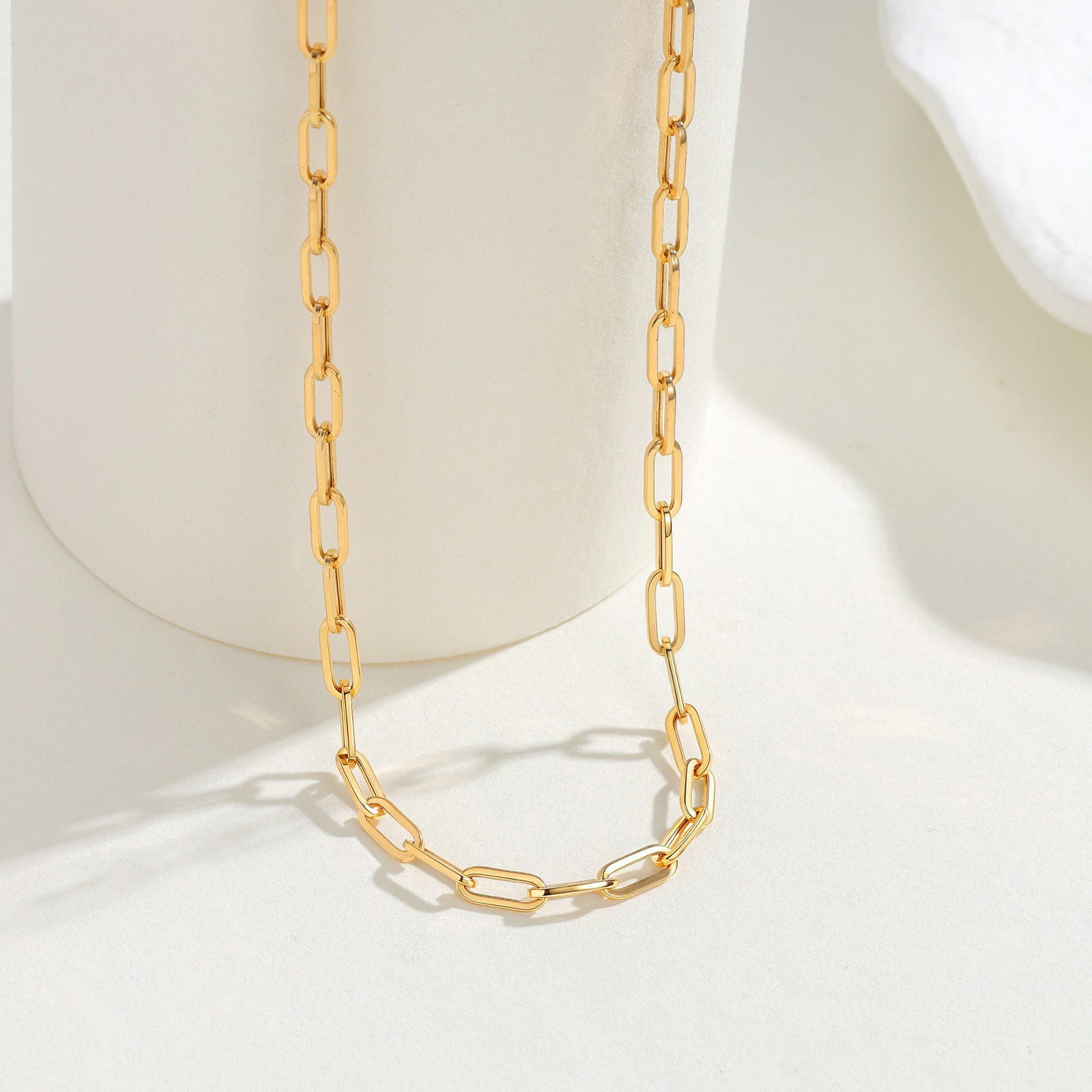 18K Solid Gold Paperclip Necklace