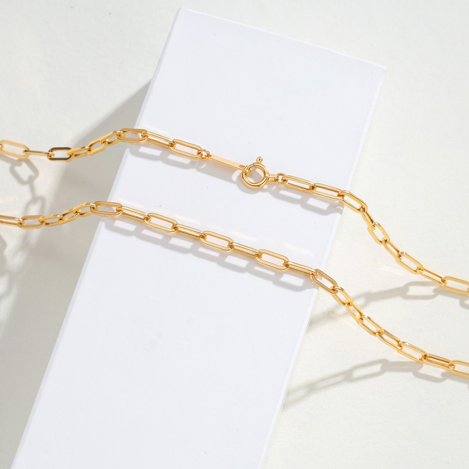 18K Solid Gold Paperclip Necklace