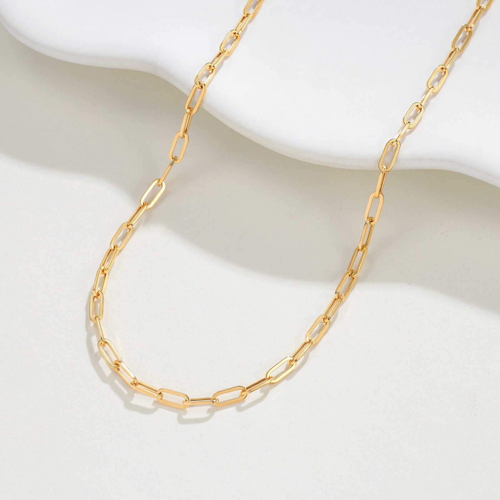 18K Solid Gold Paperclip Necklace