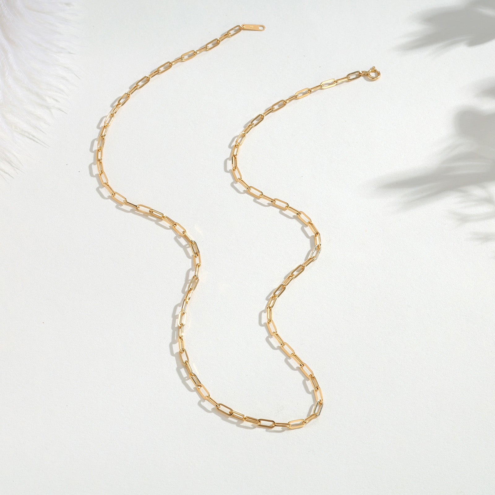 18K Solid Gold Paperclip Necklace