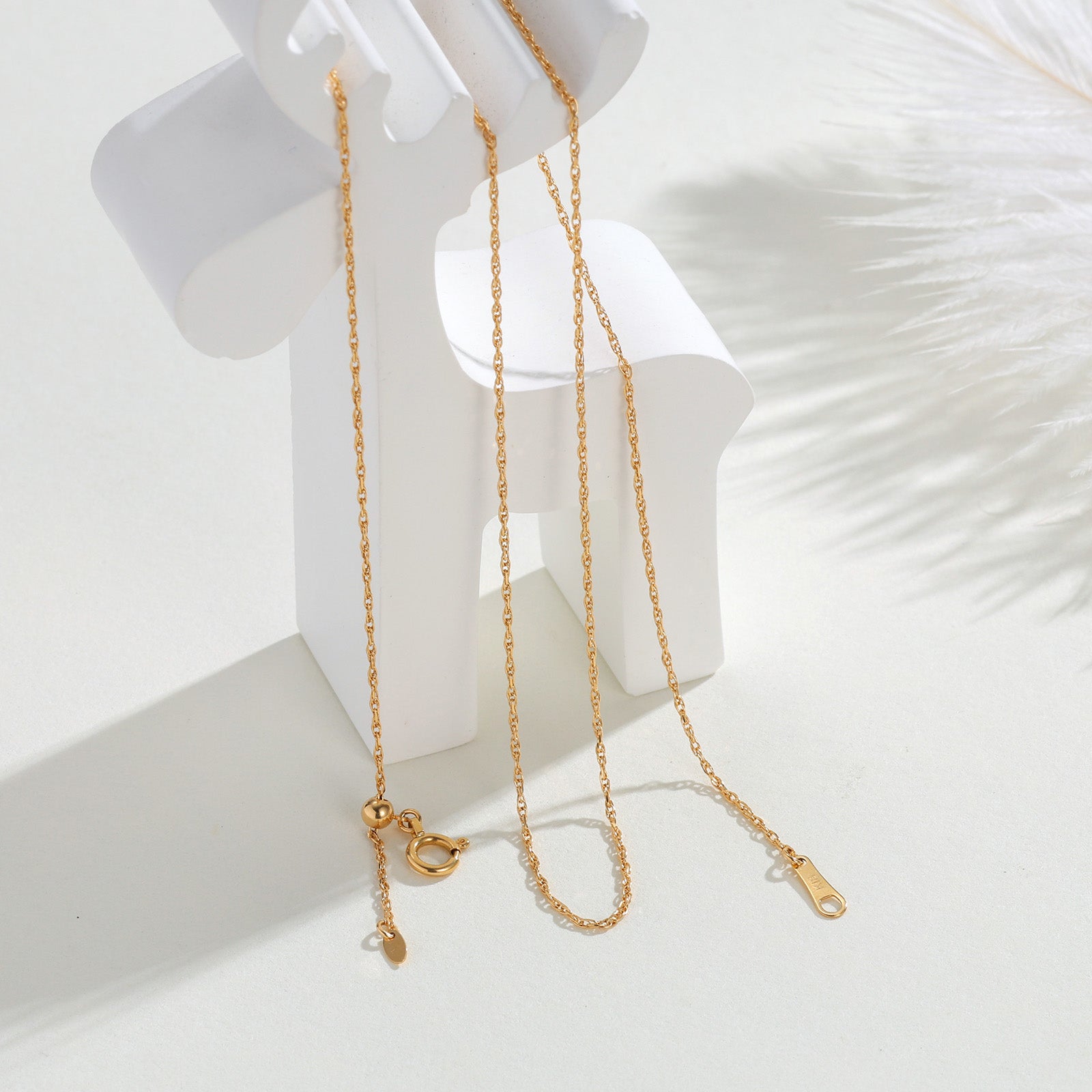 18K Solid Gold Twisted Chain Necklace (0.8mm)