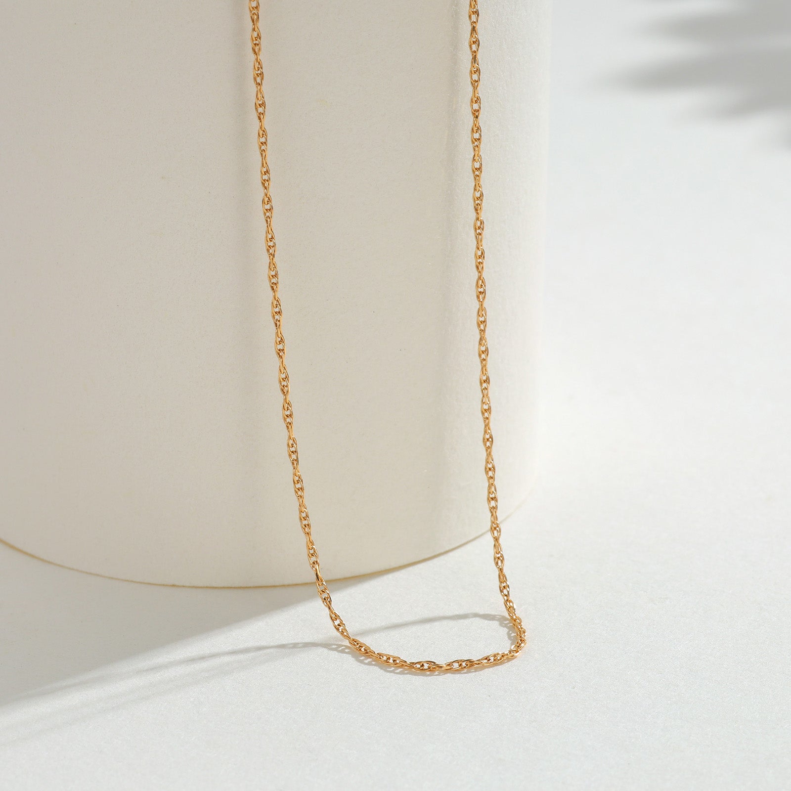 18K Solid Gold Twisted Chain Necklace (0.8mm)