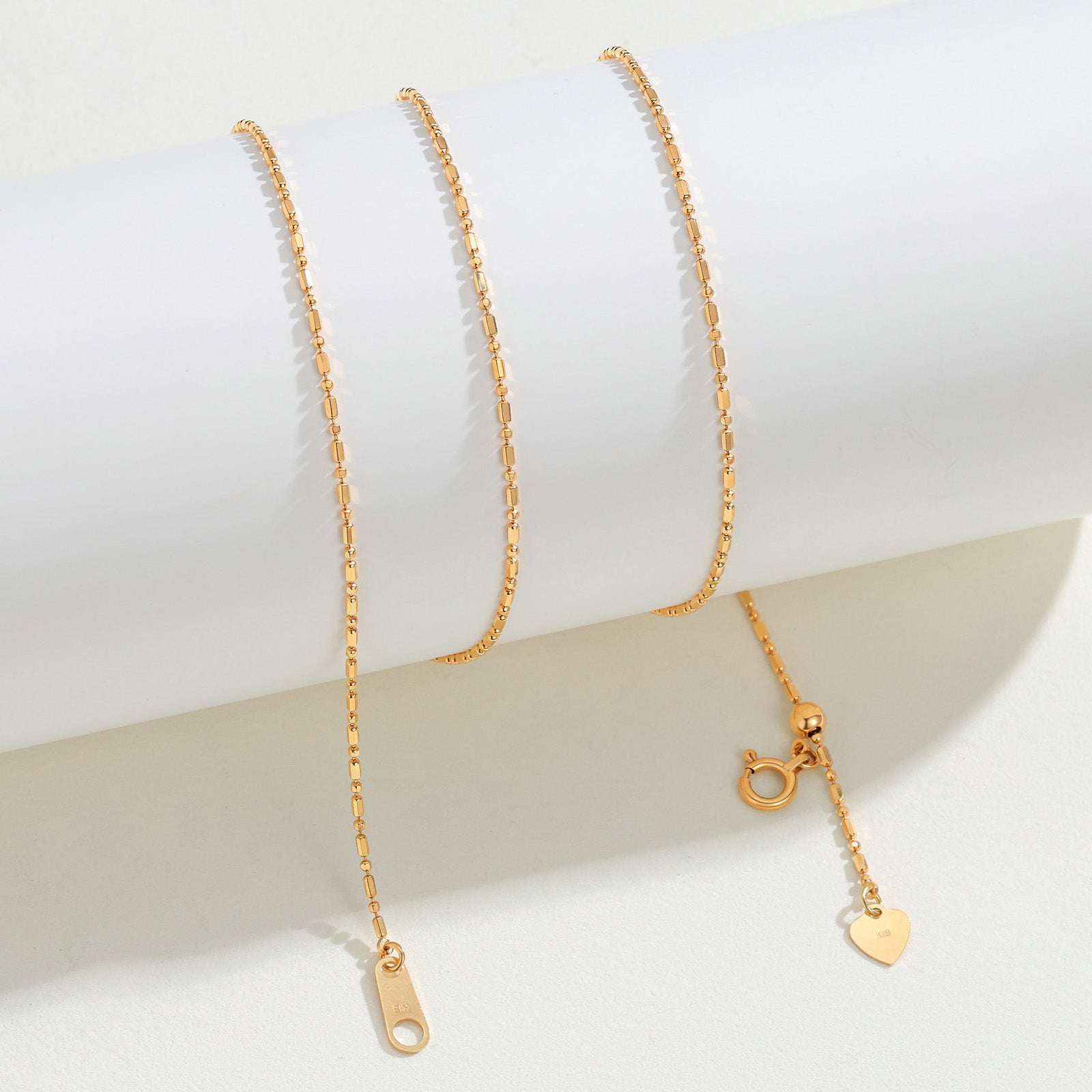 18K Solid Gold Station Bar chain  Necklace