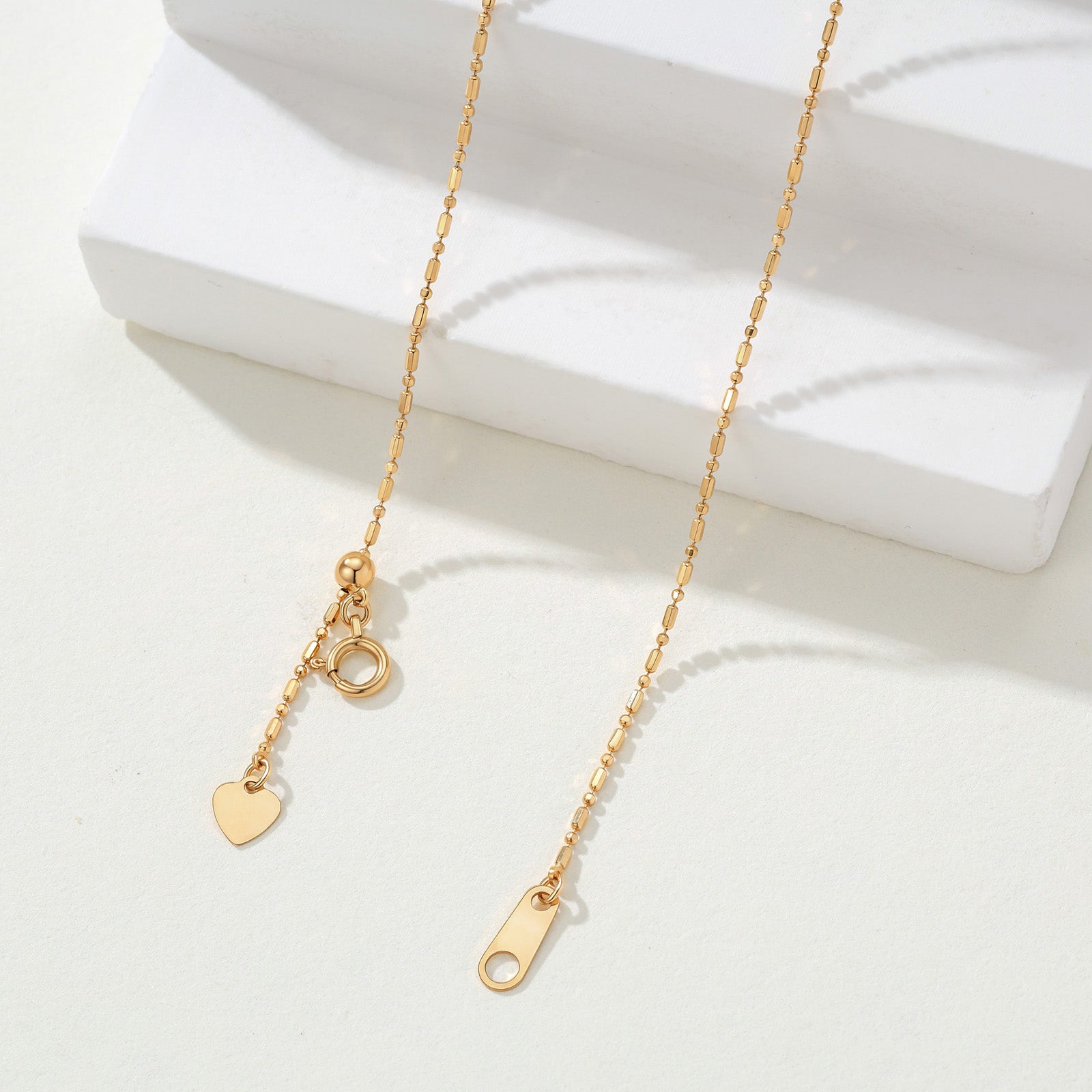 18K Solid Gold Station Bar chain  Necklace