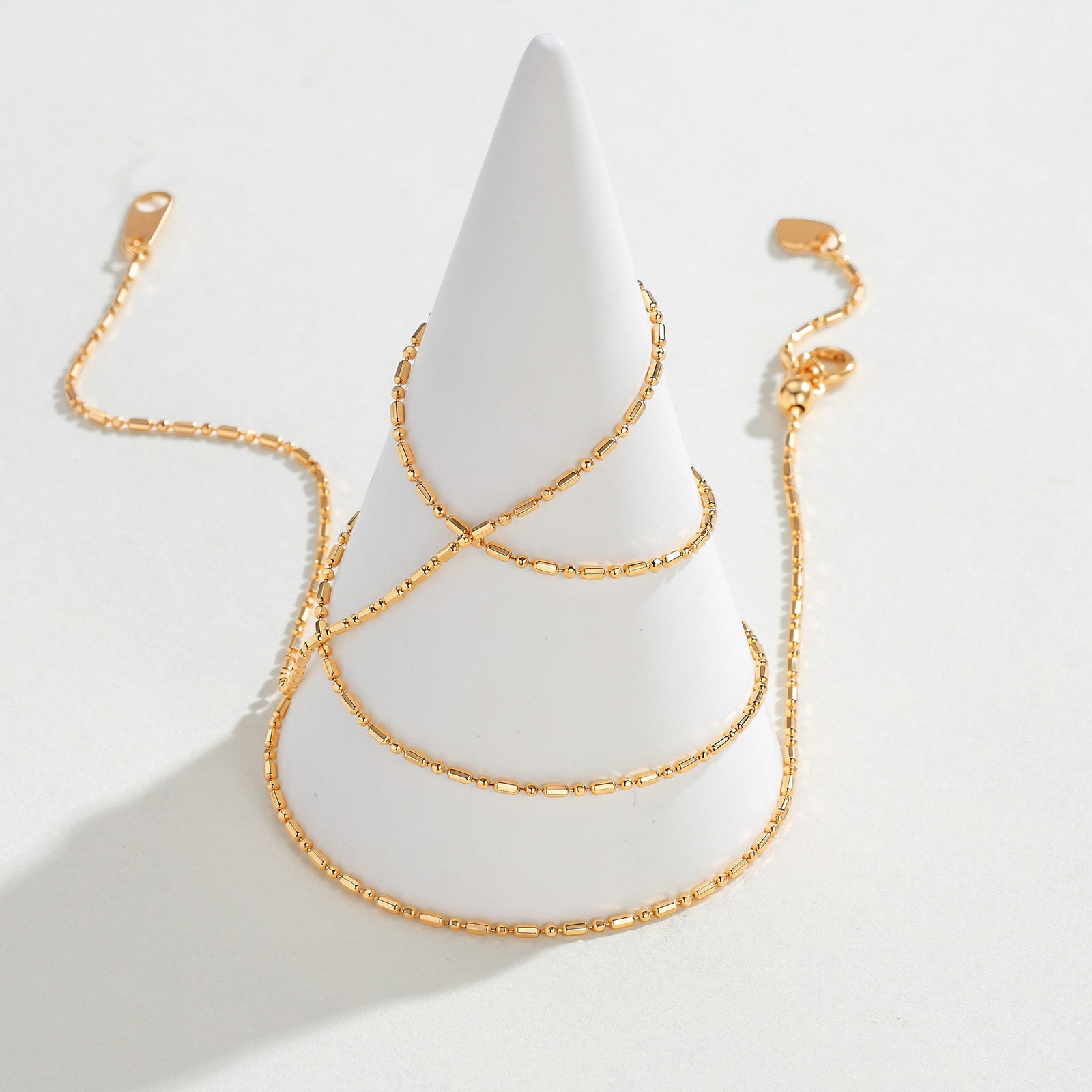 18K Solid Gold Station Bar chain  Necklace