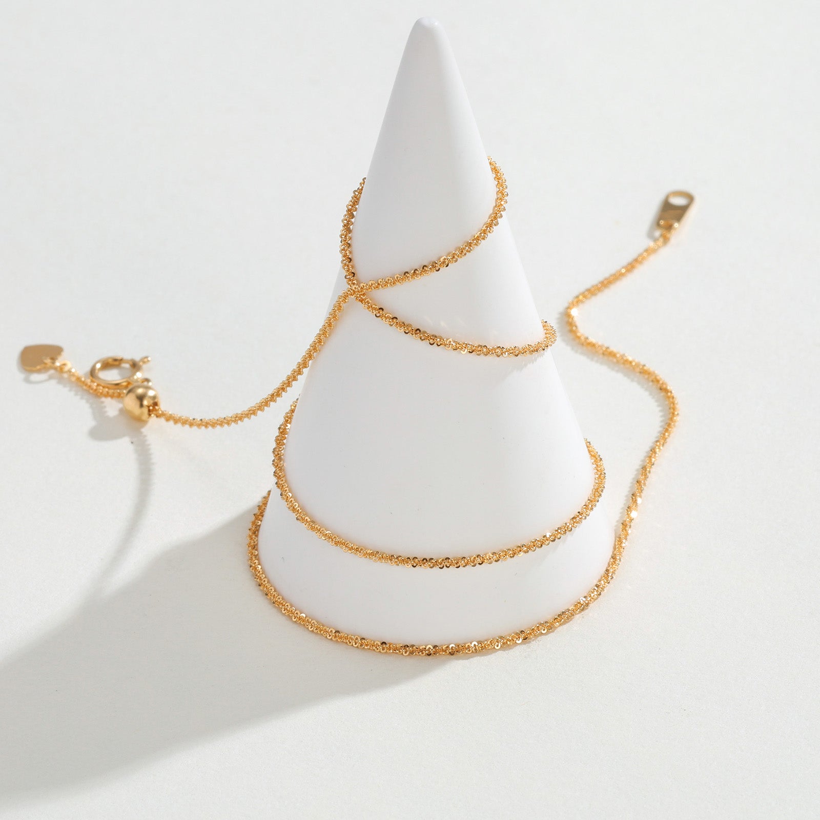 K18 Yellow Gold Diamond-Cut Woven Sequin Chain Necklace