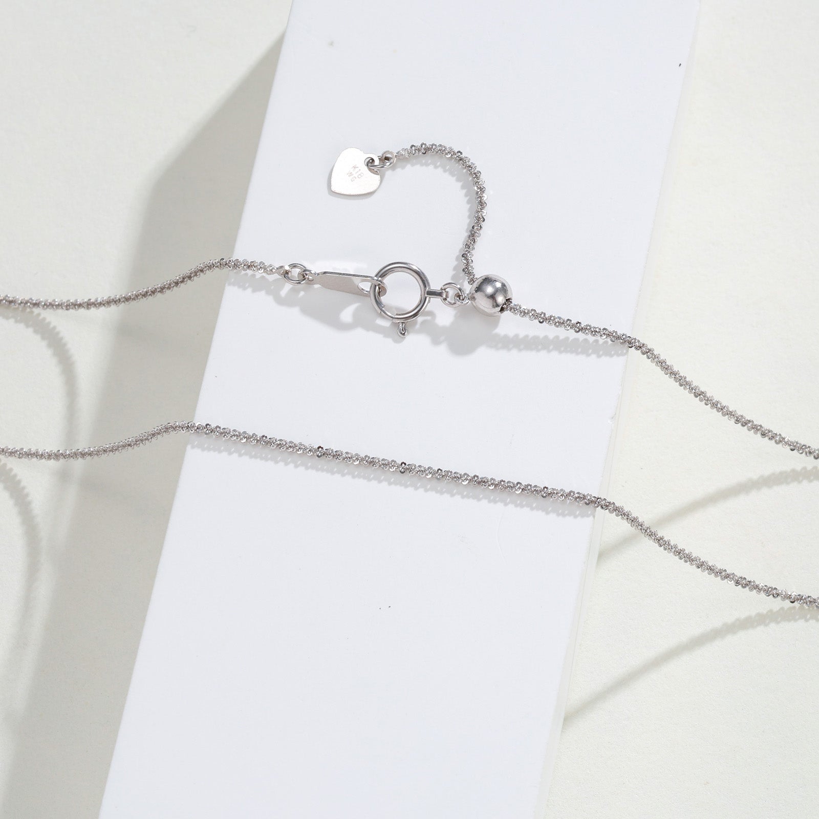 18K Yellow&White Gold Diamond-Cut Woven Sequin Chain Necklace（0.8mm）