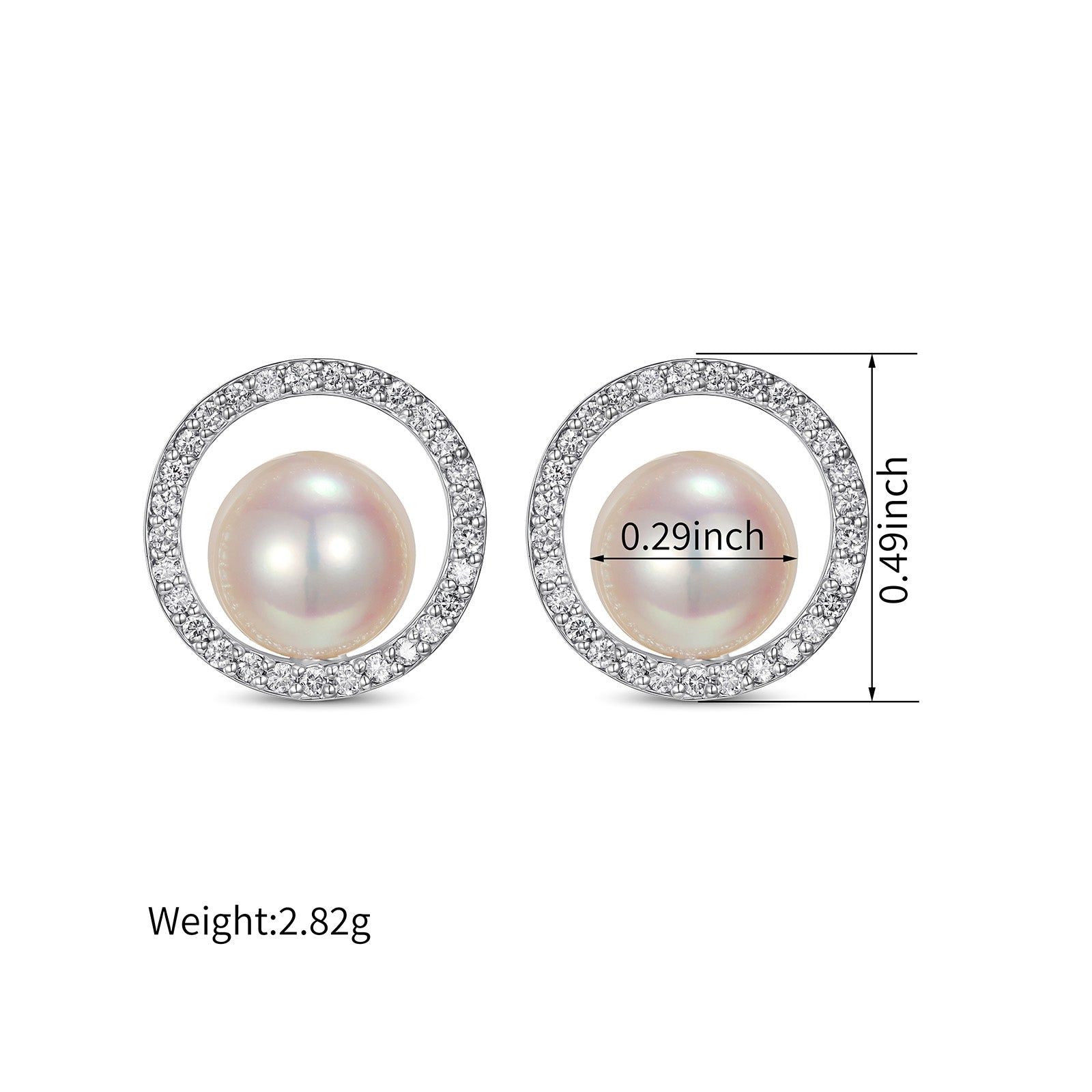 Platinum Akoya Pearl Diamond Halo Stud Earrings 0.14ct Each