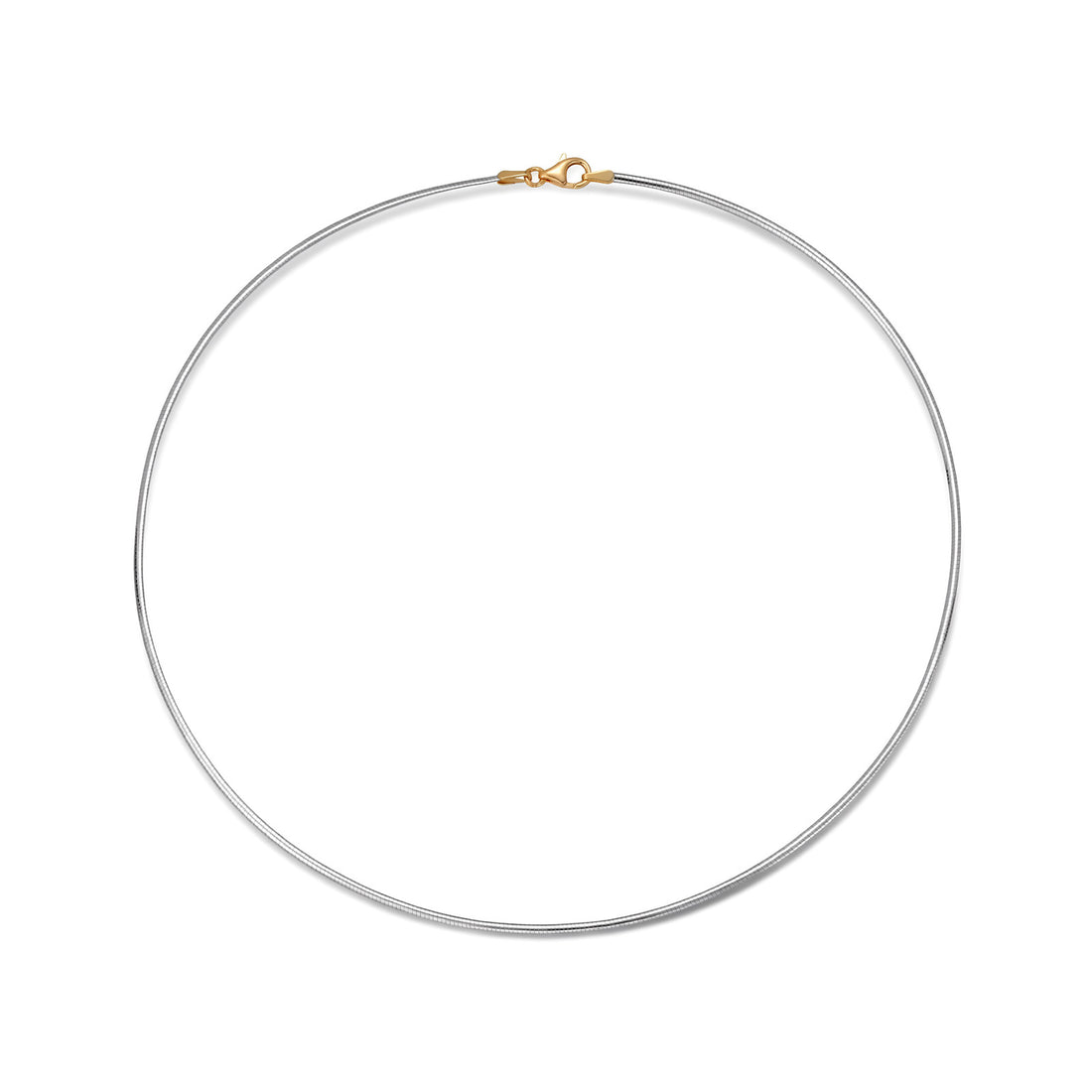 Italian 2mm 18kt Two-Tone Gold Reversible Omega Necklace. 16"