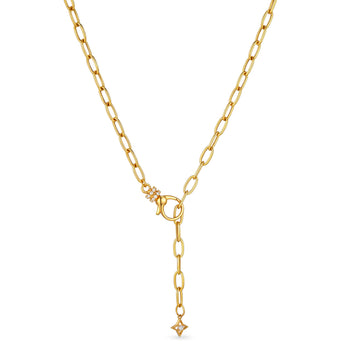 18K Solid Gold Diamond Universal Clasp Paperclip Chain Necklace