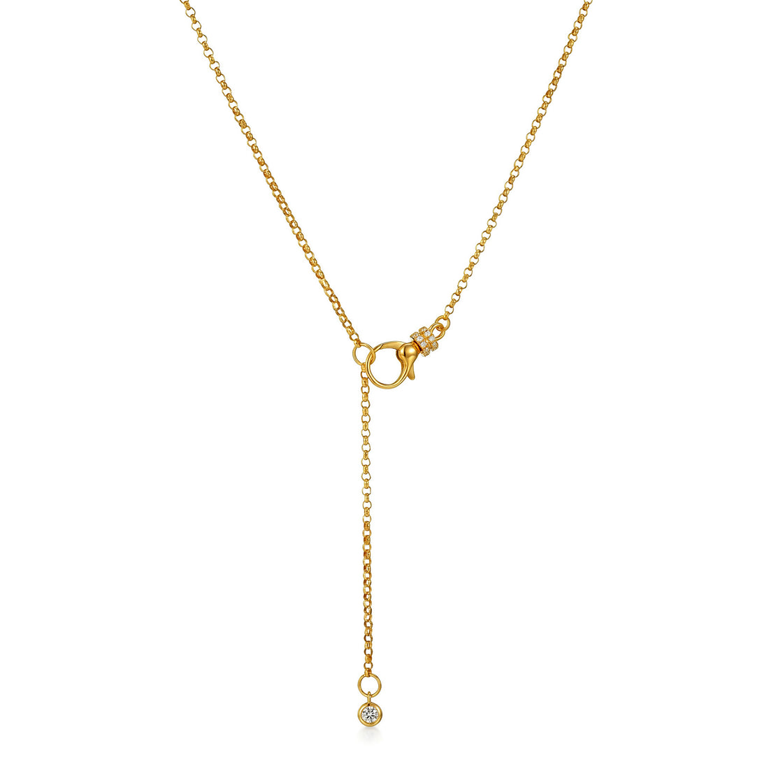18K Gold Diamond Front-Clasp Lariat Necklace