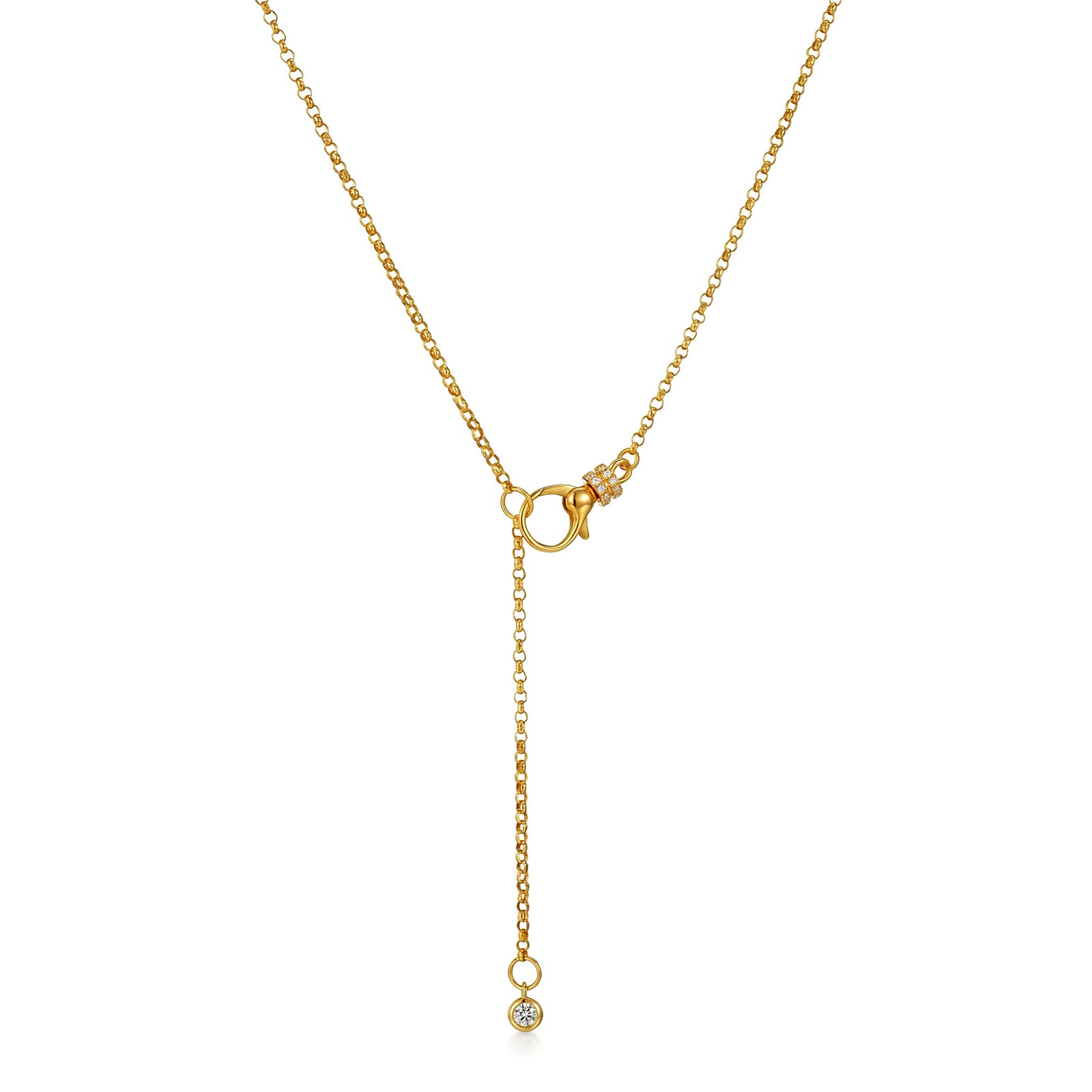 18K Gold Diamond Front-Clasp Lariat Necklace