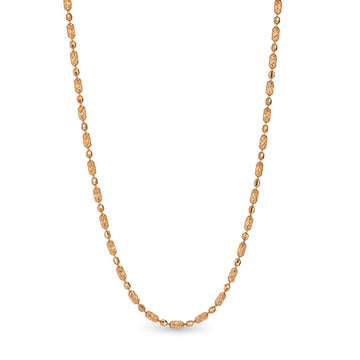 18K Solid Rose Gold Diamond-Cut Bead Chain Necklace