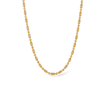 18K Yellow Gold Diamond-Cut Bead Necklace | 17.9"/19.7"
