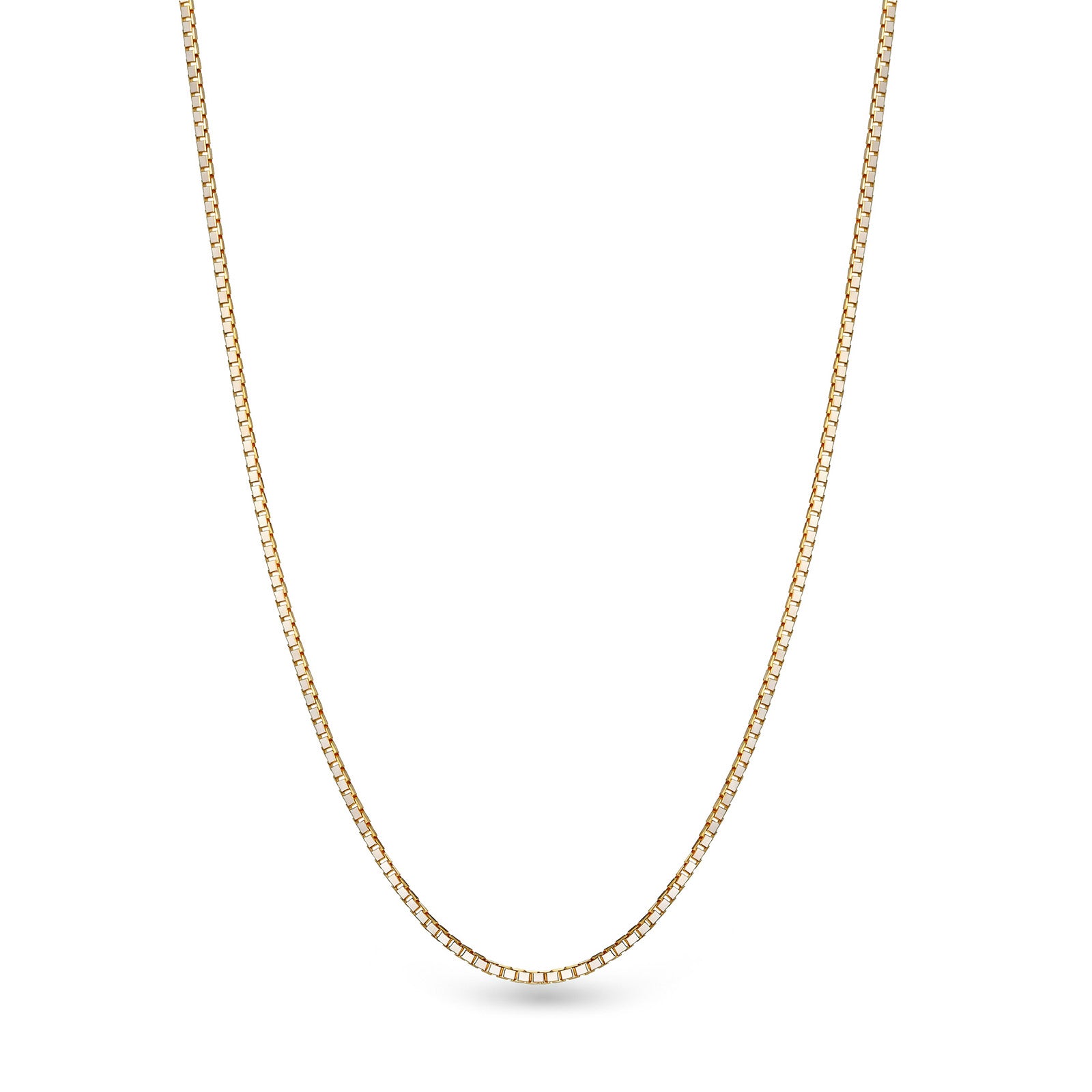 18K Solid Two-Tone White & Yellow Gold Mini Square Box Chain Necklace