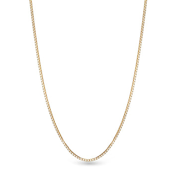 18K Solid Two-Tone White & Yellow Gold Mini Square Box Chain Necklace