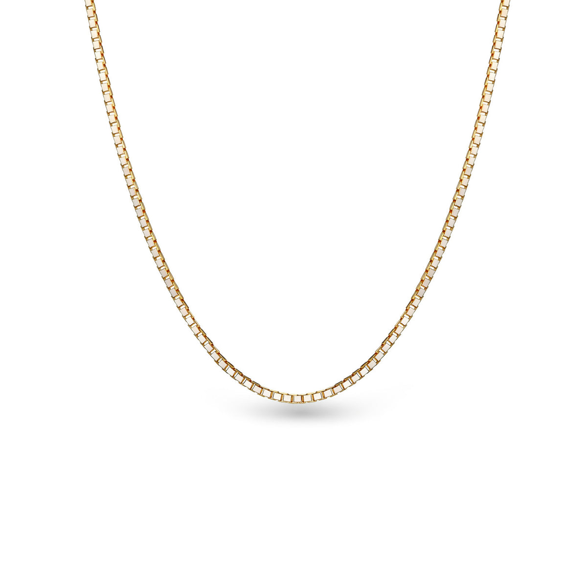 18K Two-Tone Mini Square Box Chain Necklace | 18"