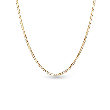 18K Two-Tone Mini Square Box Chain Necklace | 18"