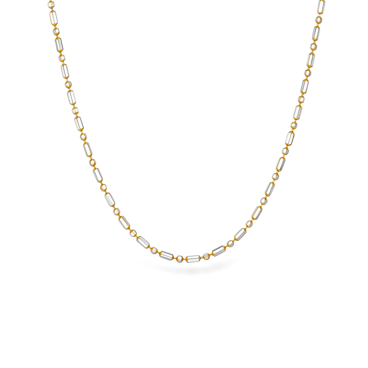 18K Two-Tone Bead Bar Chain Necklace | 19.7"