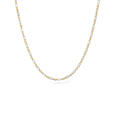 18K Two-Tone Bead Bar Chain Necklace | 19.7"