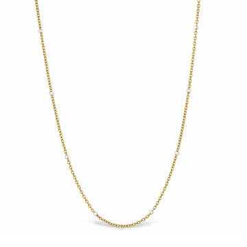18K Solid Two-Tone White & Yellow Gold Thin Chain Necklace