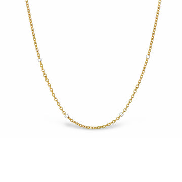 18K Two-Tone Thin Chain with Square Inlays Necklace | 15.7"+2"