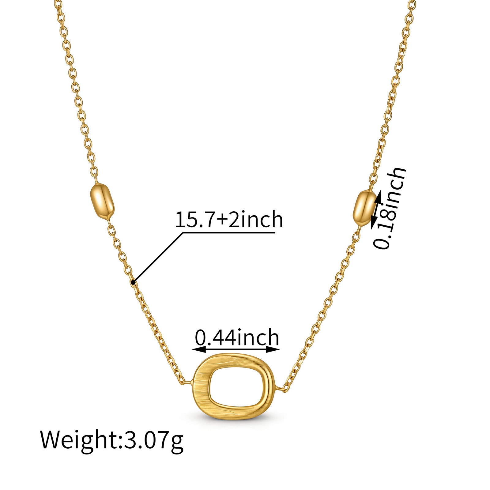 18K Solid Gold Oval Cutout Station Necklace