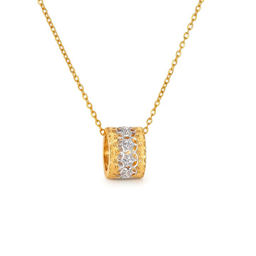 ⭐️18K Two-Tone Gold Diamond Openwork Barrel Pendant (Pendant Only)