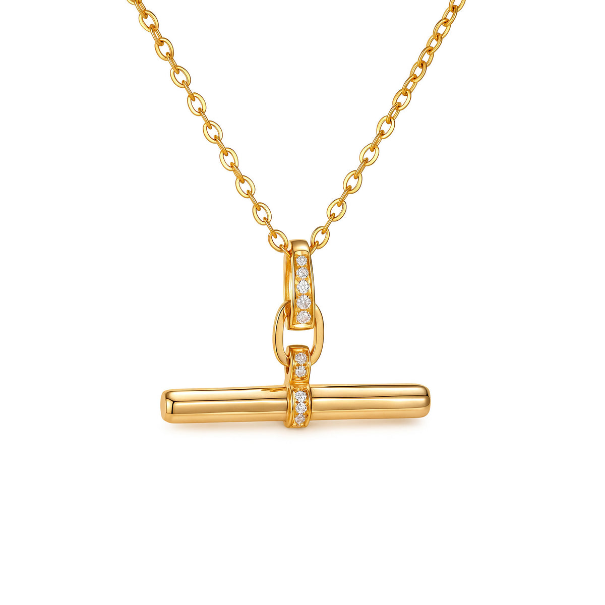 ⭐️18K Gold Diamond Bar Pendant