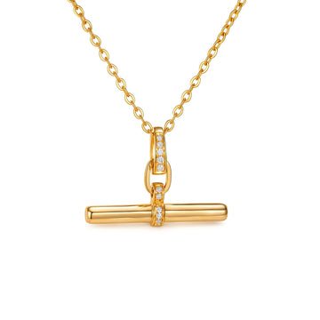 ⭐️18K Gold Diamond Bar Pendant