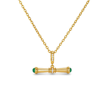 ⭐️Emerald & Diamond Bar Pendant in K18 Gold (Pendant Only)