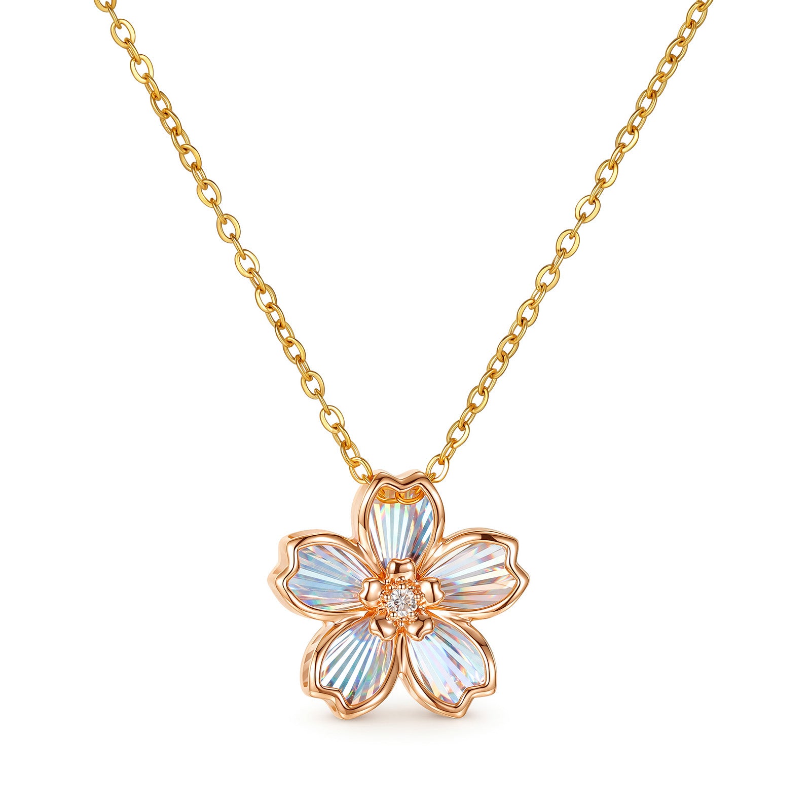 18K Rose Gold Radiant Cut Cherry Blossom Diamond Pendant (Pendant Only)