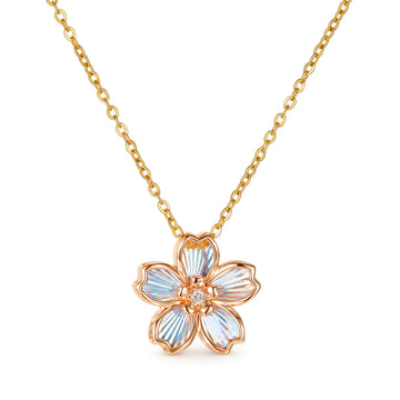 18K Rose Gold Radiant Cut Cherry Blossom Diamond Pendant (Pendant Only)