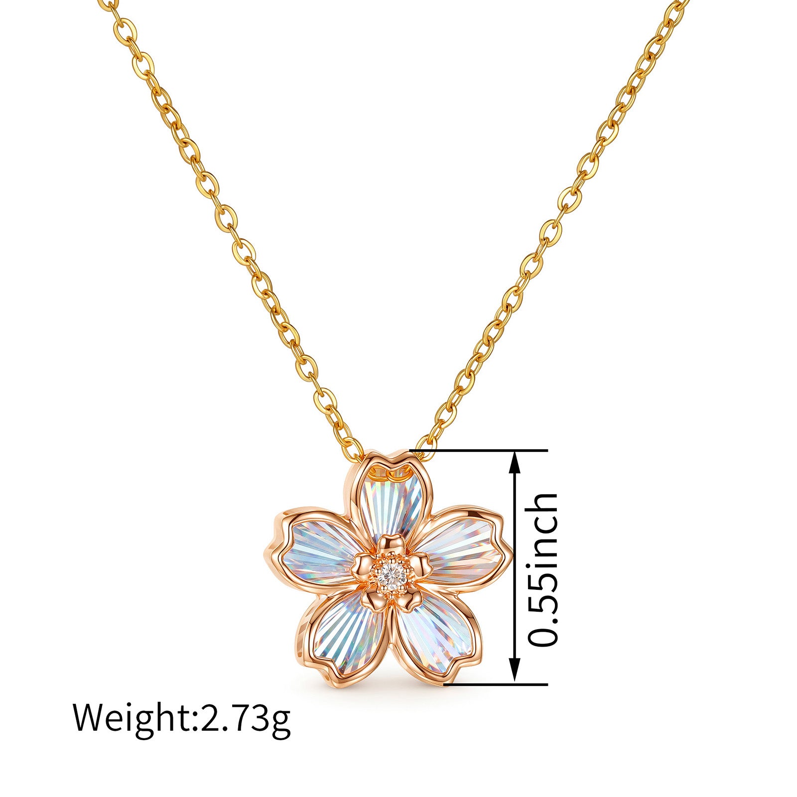 18K Rose Gold Radiant Cut Cherry Blossom Diamond Pendant (Pendant Only)