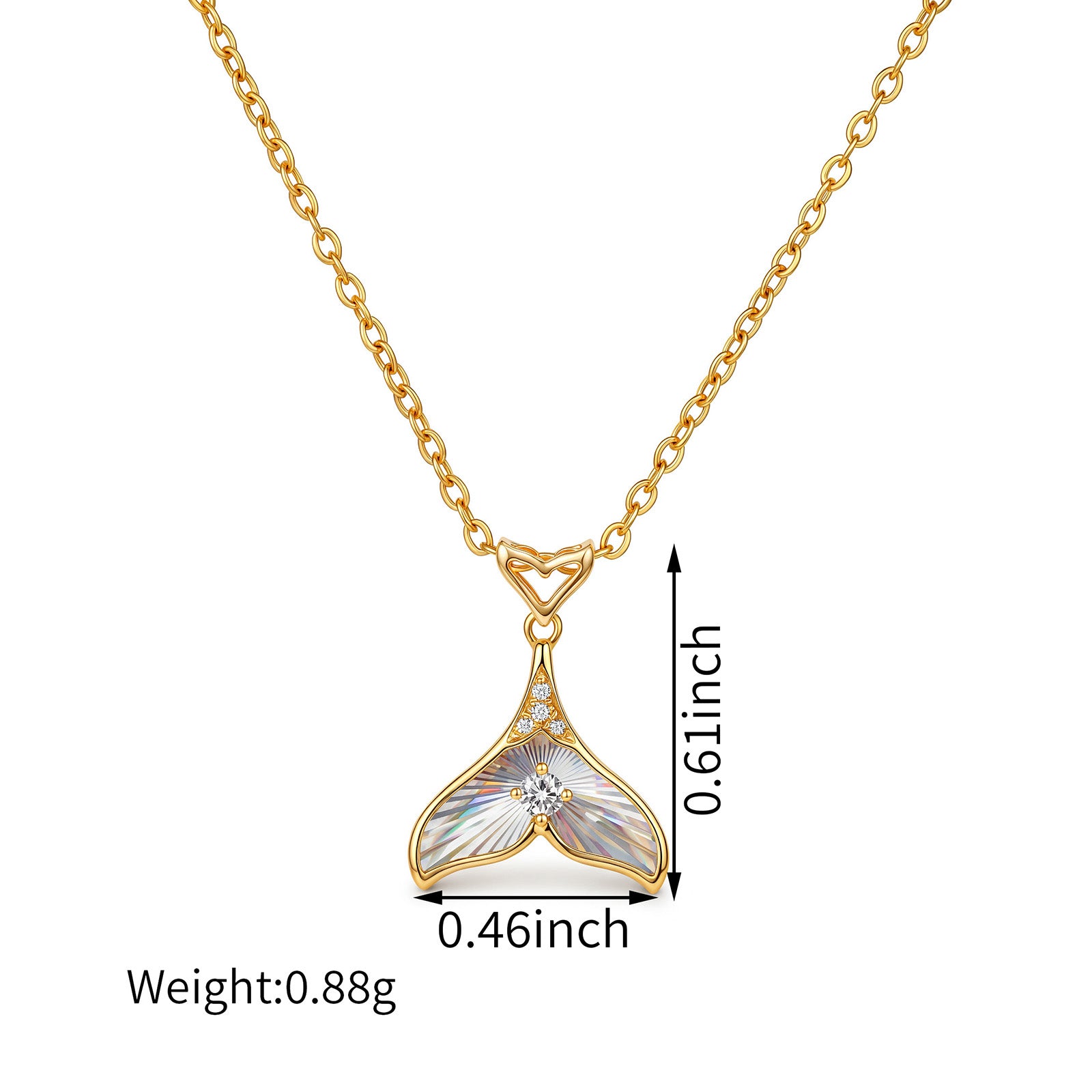 18K Solid Gold Radiant Cut Mermaid Tail Diamond Pendant（Only  Pendant）
