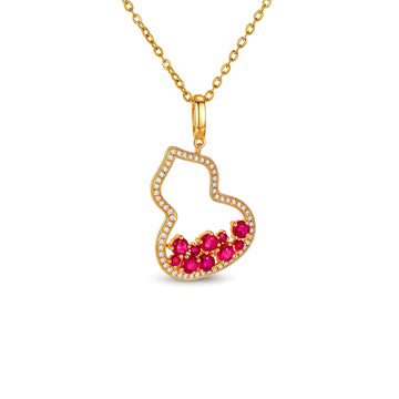⭐️0.89ct Natural Ruby & Diamond Open Silhouette Pendant (Pendant Only)