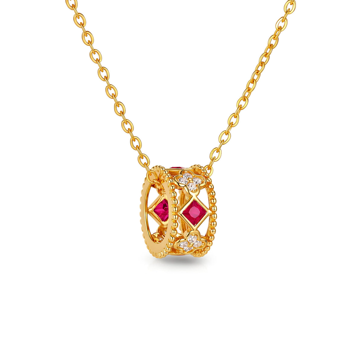 ⭐️Natural Ruby & Diamond Multi-Purpose Ring Charm Pendant in 18K Yellow Gold (Pendant Only)