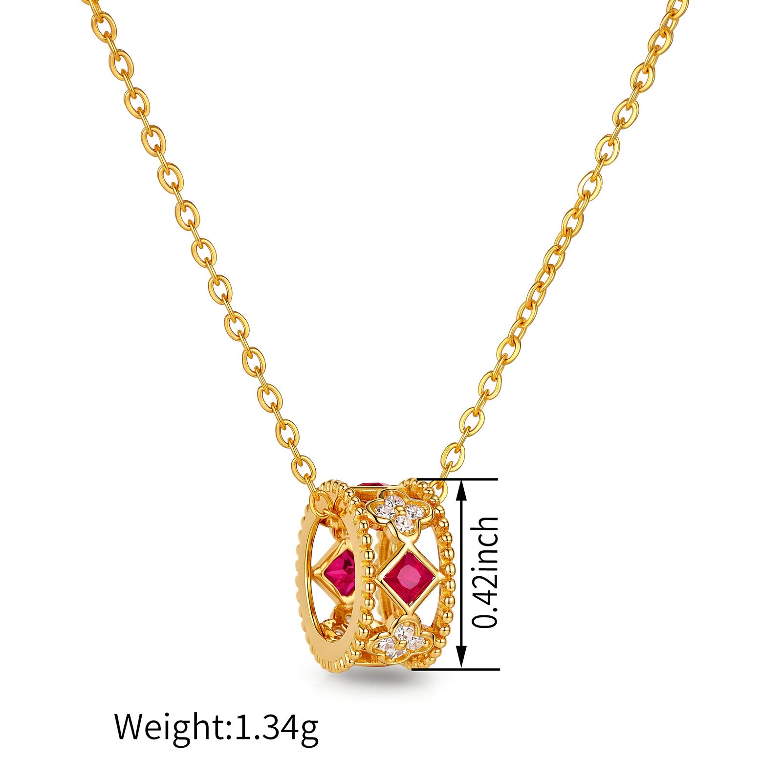 Natural Ruby & Diamond Multi-Purpose Ring Charm Pendant in 18K Yellow Gold (Pendant Only)