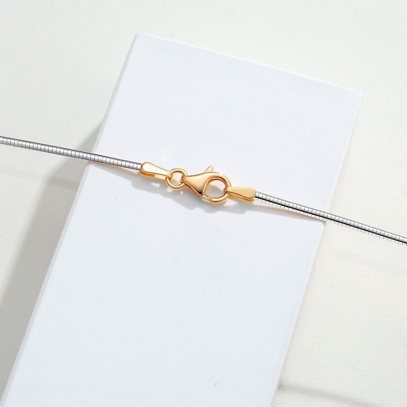 18K Solid White & Yellow Gold Thin Snake Chain Necklace