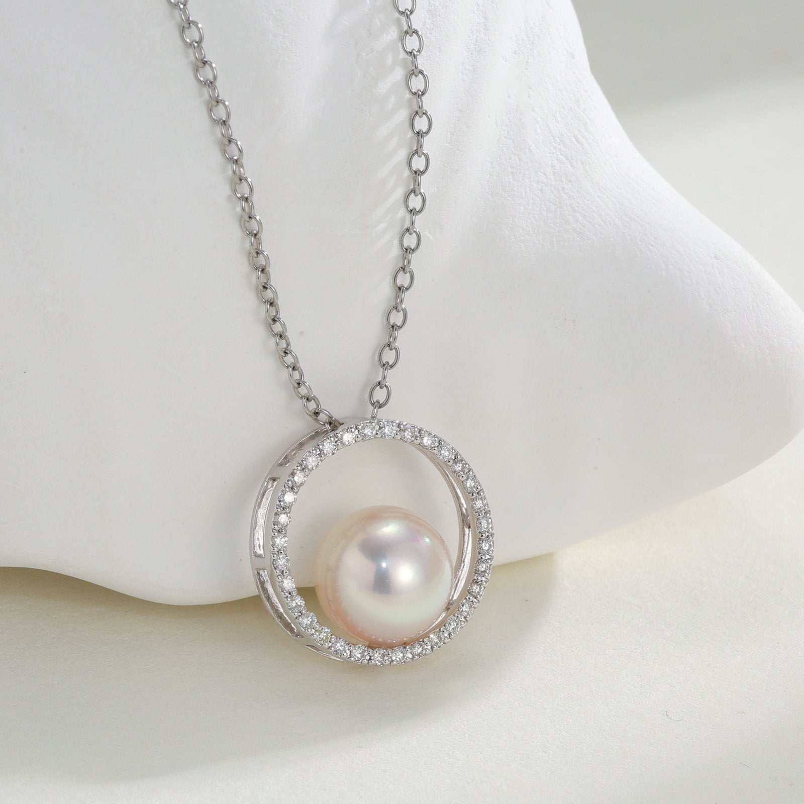 Diamond Halo Akoya Pearl Pendant（Only Pendant）