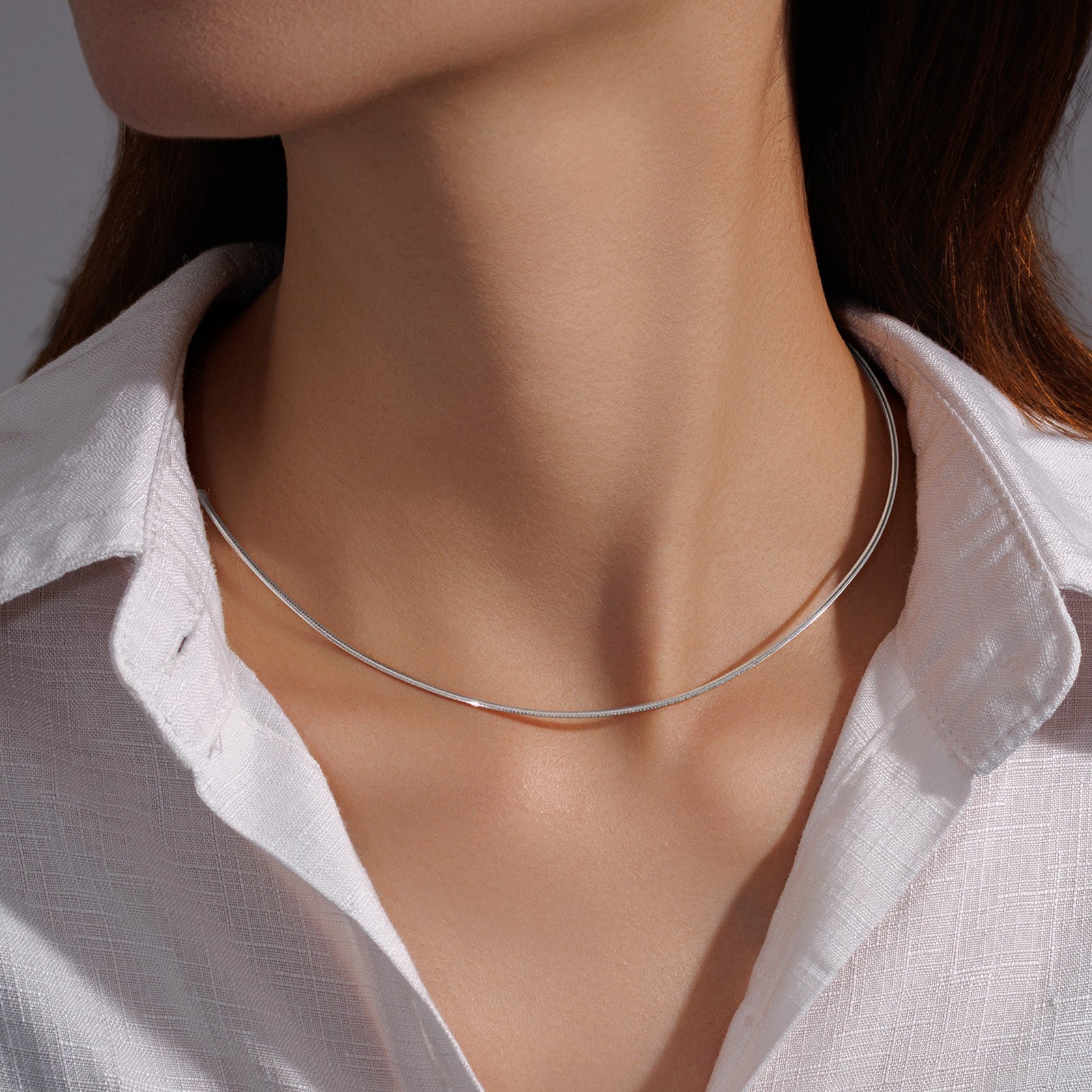 18K Solid White & Yellow Gold Thin Snake Chain Necklace